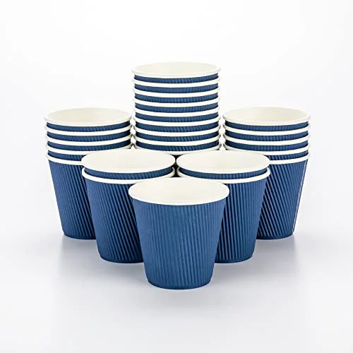 Authentic Ripple Wall Coffee Cups 500 Count 8 Ounce Insulated Midnight Blue Paper Cups Smooth
