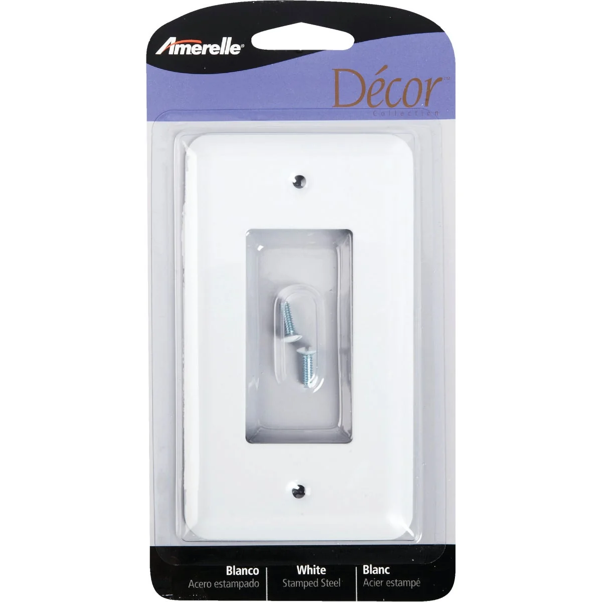 Artisan Amerelle 1-Gang Stamped Steel Rocker Decorator Wall Plate White Crafted