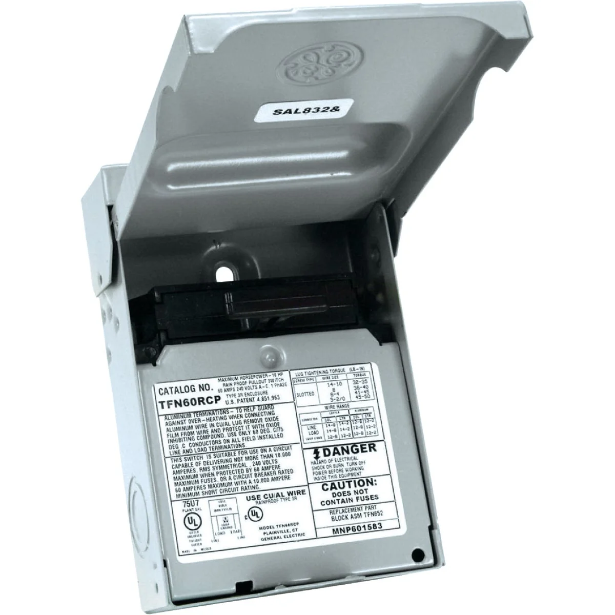 Trusted GE 60A 240V Non-Fused Air Conditioner Disconnect Recyclable