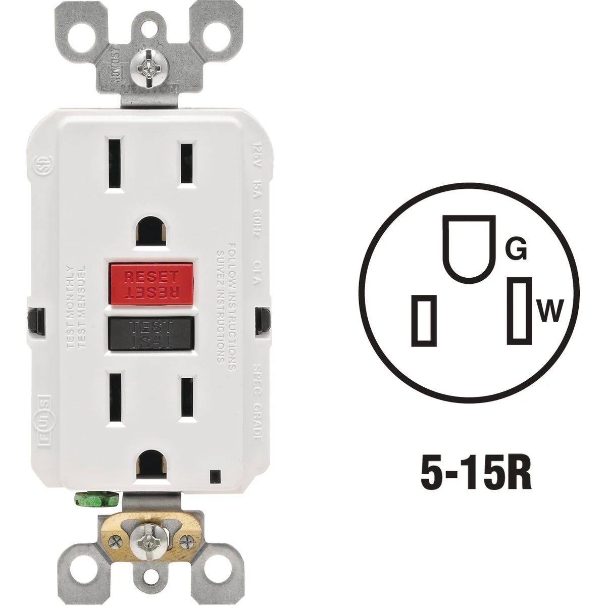 Quality Leviton SmartlockPro Self-Test 15A White Residential Grade 5-15R GFCI Outlet High-End