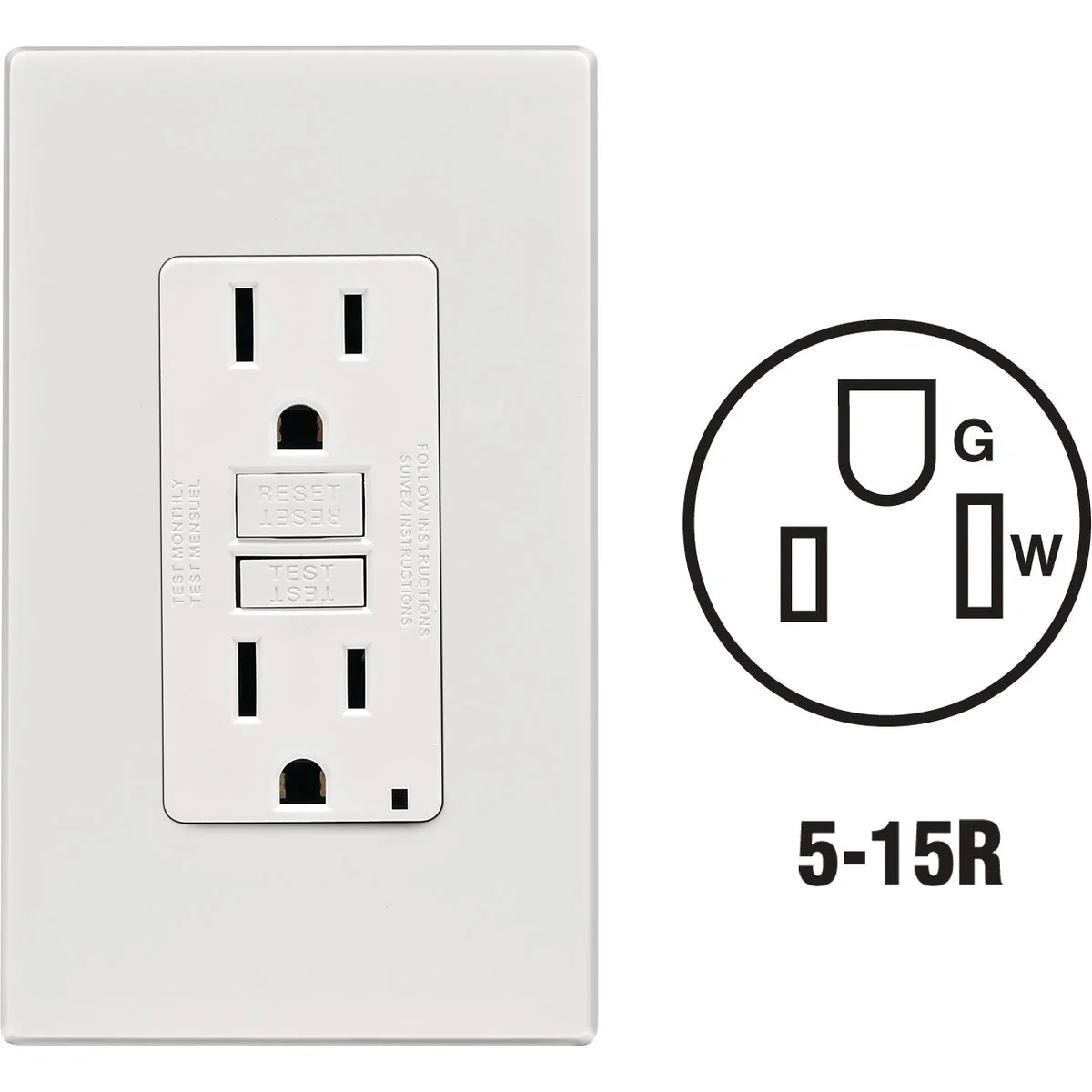 Fast Leviton SmartlockPro Self-Test 15A White Residential Grade 5-15R GFCI Outlet with Screwless Wall Plate Specialty