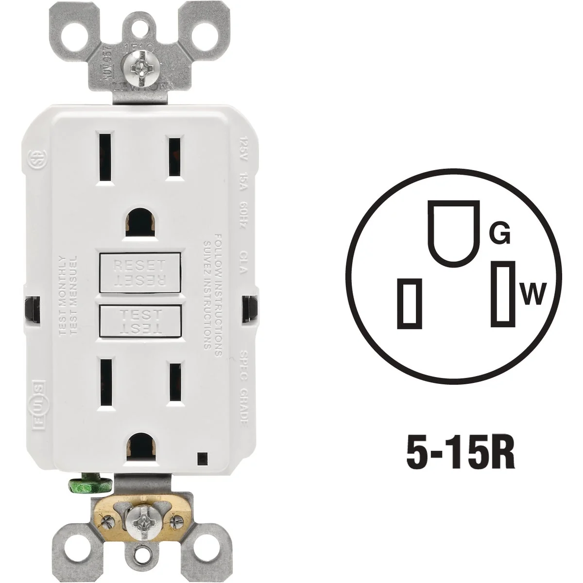 World-Class Leviton SmartlockPro Self-Test 15A White Residential Grade Rounded Corner 5-15R GFCI Outlet 3-Pack Outstanding