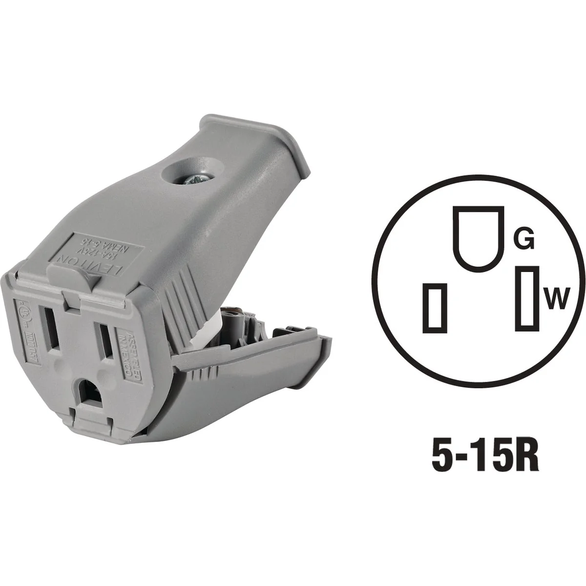Top-Quality Leviton 15A 125V 3-Wire 2-Pole Clamp Tight Cord Connector Gray High-Grade