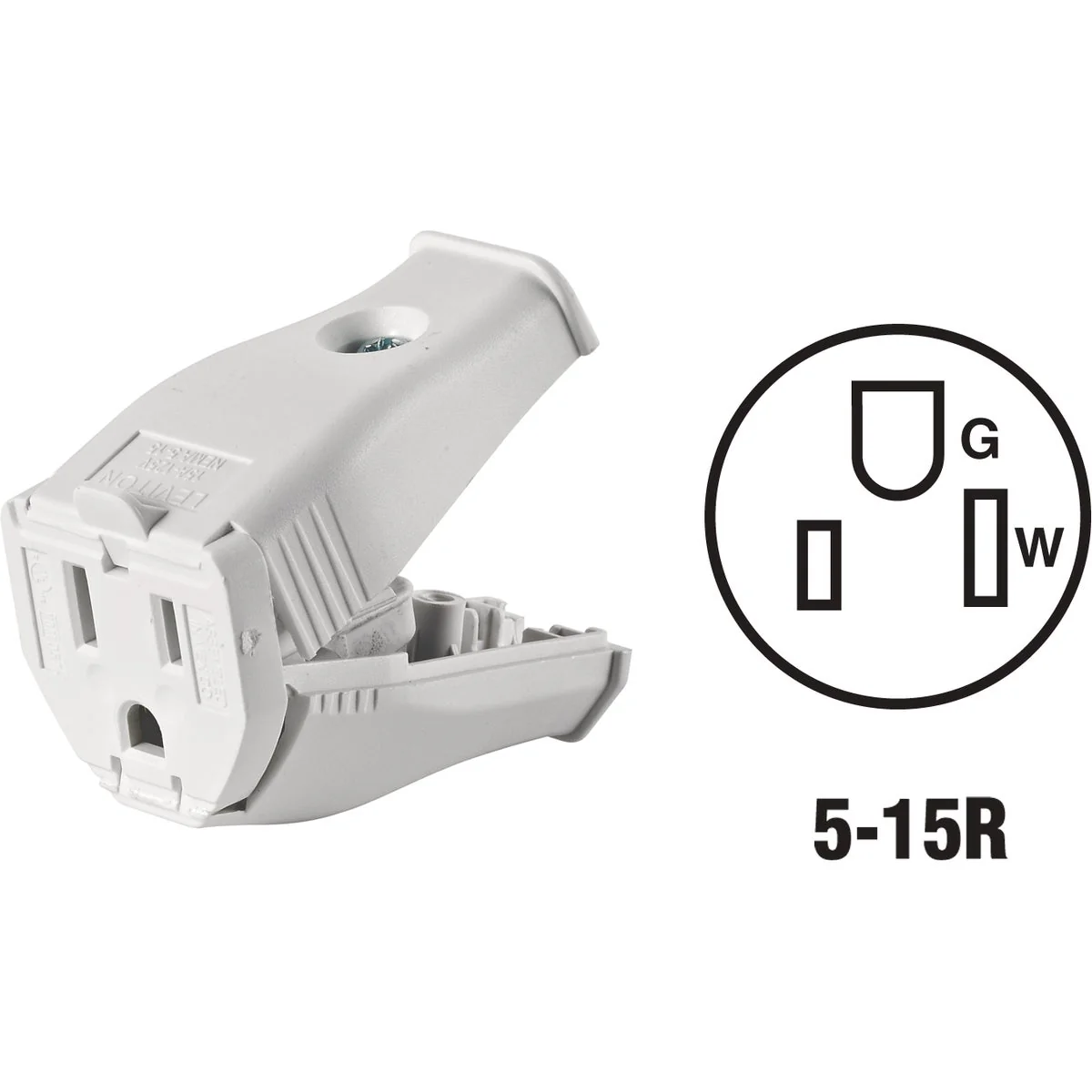 Practical Leviton 15A 125V 3-Wire 2-Pole Clamp Tight Cord Connector White Pure