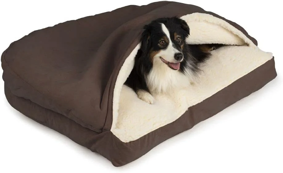 Trendy Snoozer Pet Products Luxury Rectangle Cozy Cave Dog Bed with Microsuede Medium Hot Fudge Selected