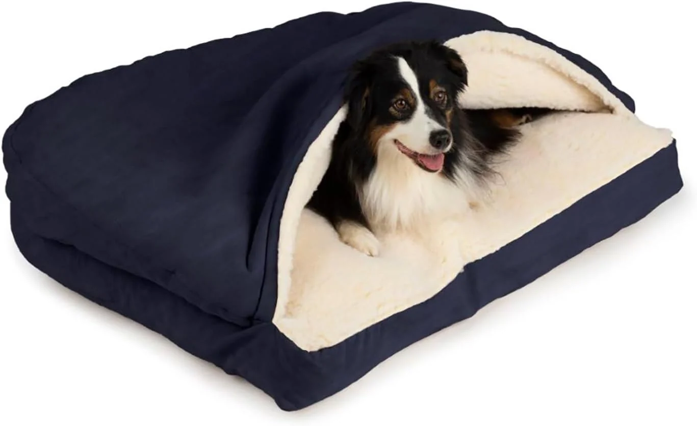 Recyclable Snoozer Pet Products Rectangle Cozy Cave Dog Bed Medium Navy High-Grade