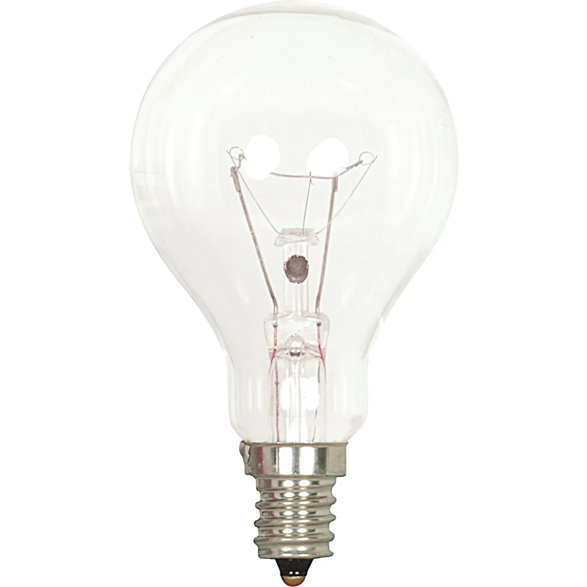 Detailed Satco 40W Clear Candelabra A15 Incandescent Ceiling Fan Light Bulb 2-Pack Verified