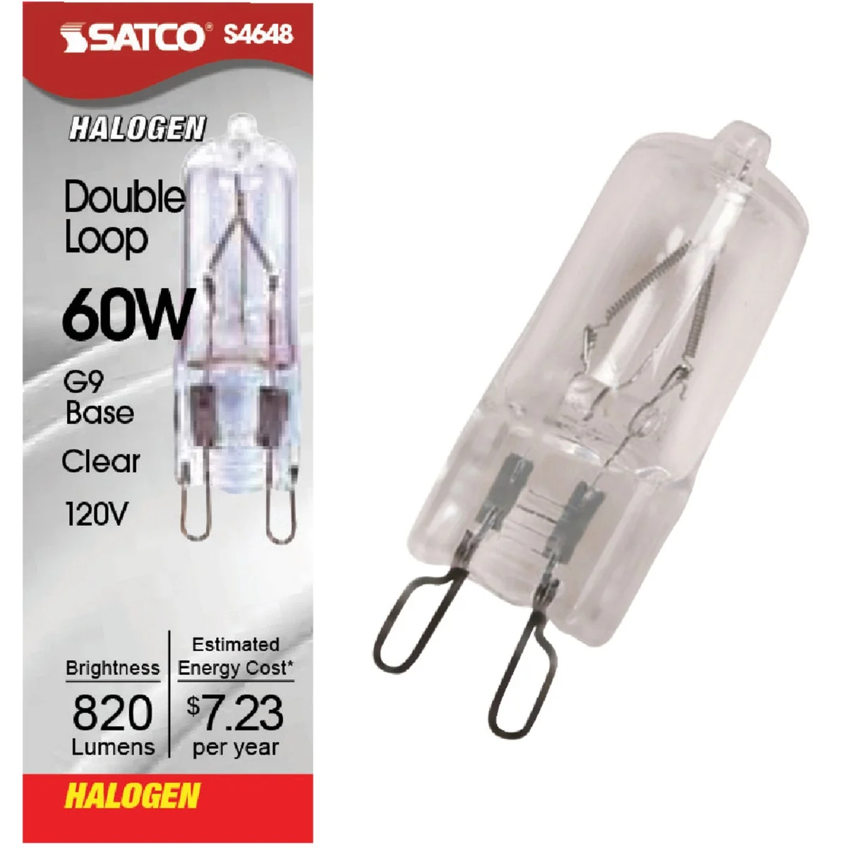 Superior Satco 60W 120V Clear Double Loop Base T4 Halogen Special Purpose Light Bulb Stylish