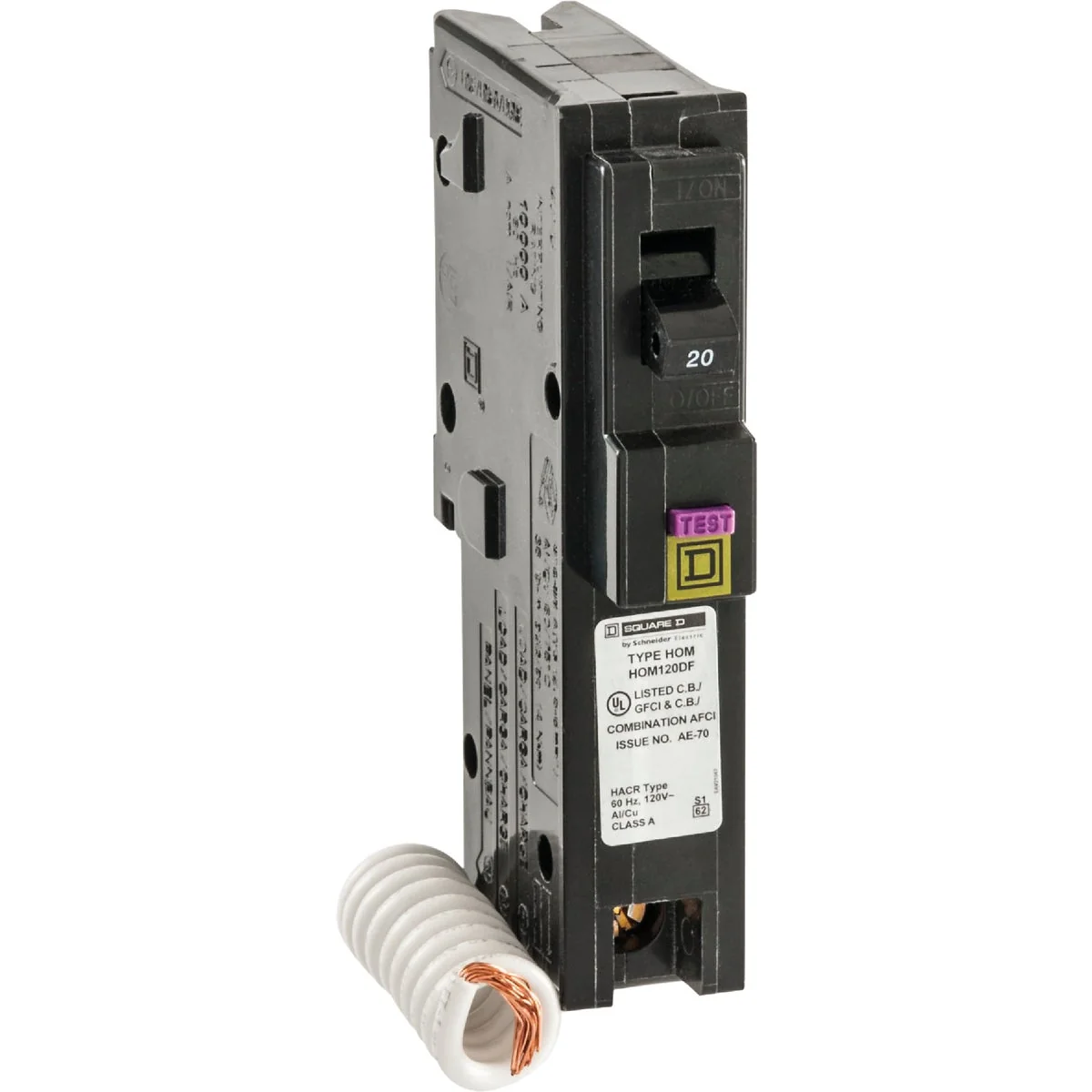 Healthy Square D Homeline 20A Single-Pole CAFCI Dual Function Circuit Breaker Elite