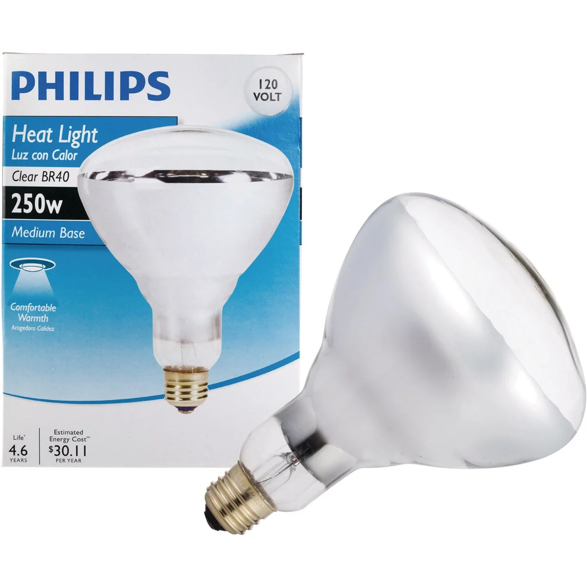 Consistent Philips 250W Clear Medium BR40 Incandescent Heat Light Bulb Verified