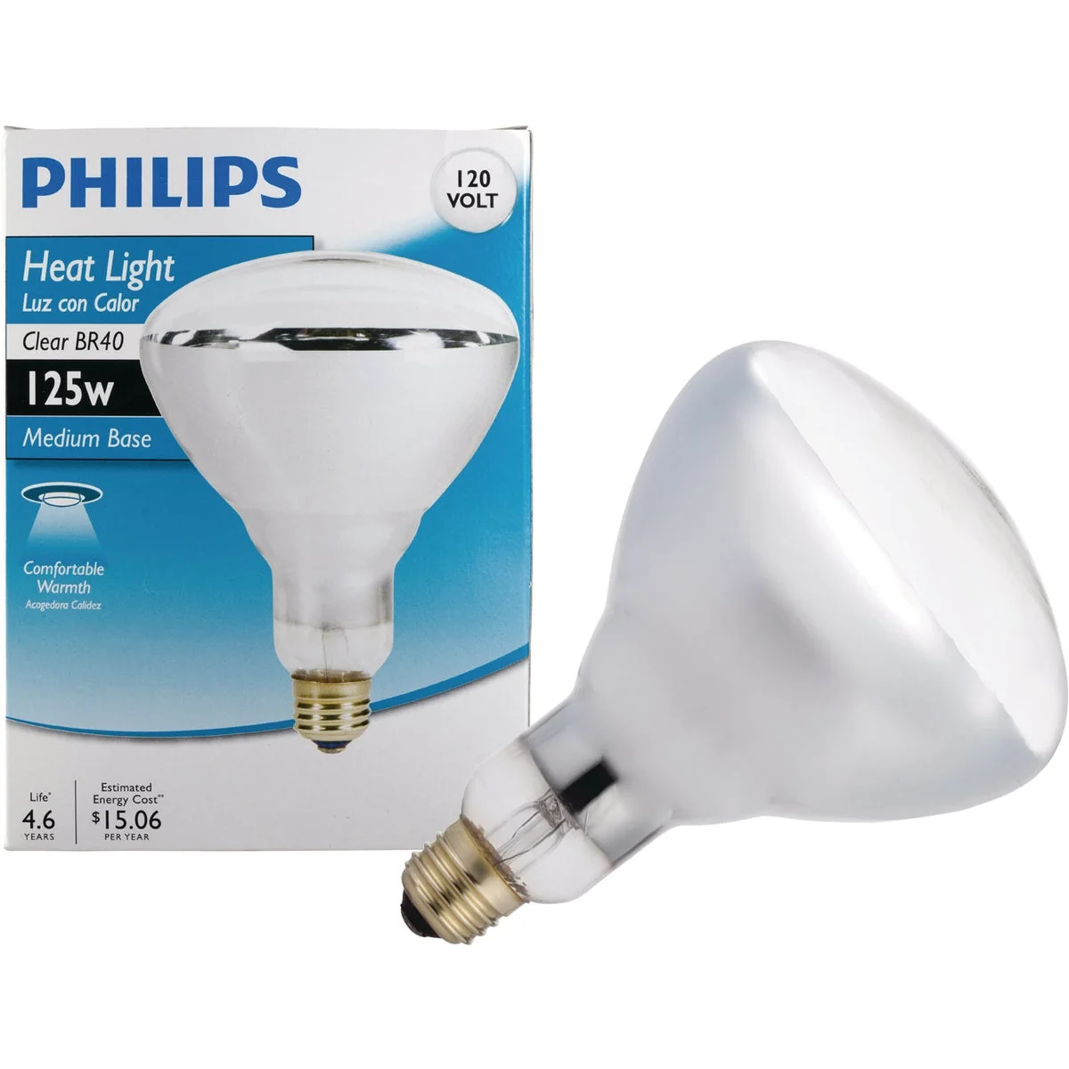 Pure Philips 125W Clear Medium BR40 Incandescent Heat Light Bulb Elegant
