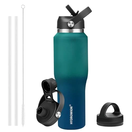Consistent 40 oz Insulated Water Bottle with Straw fit in Car Cup Holder Breathable