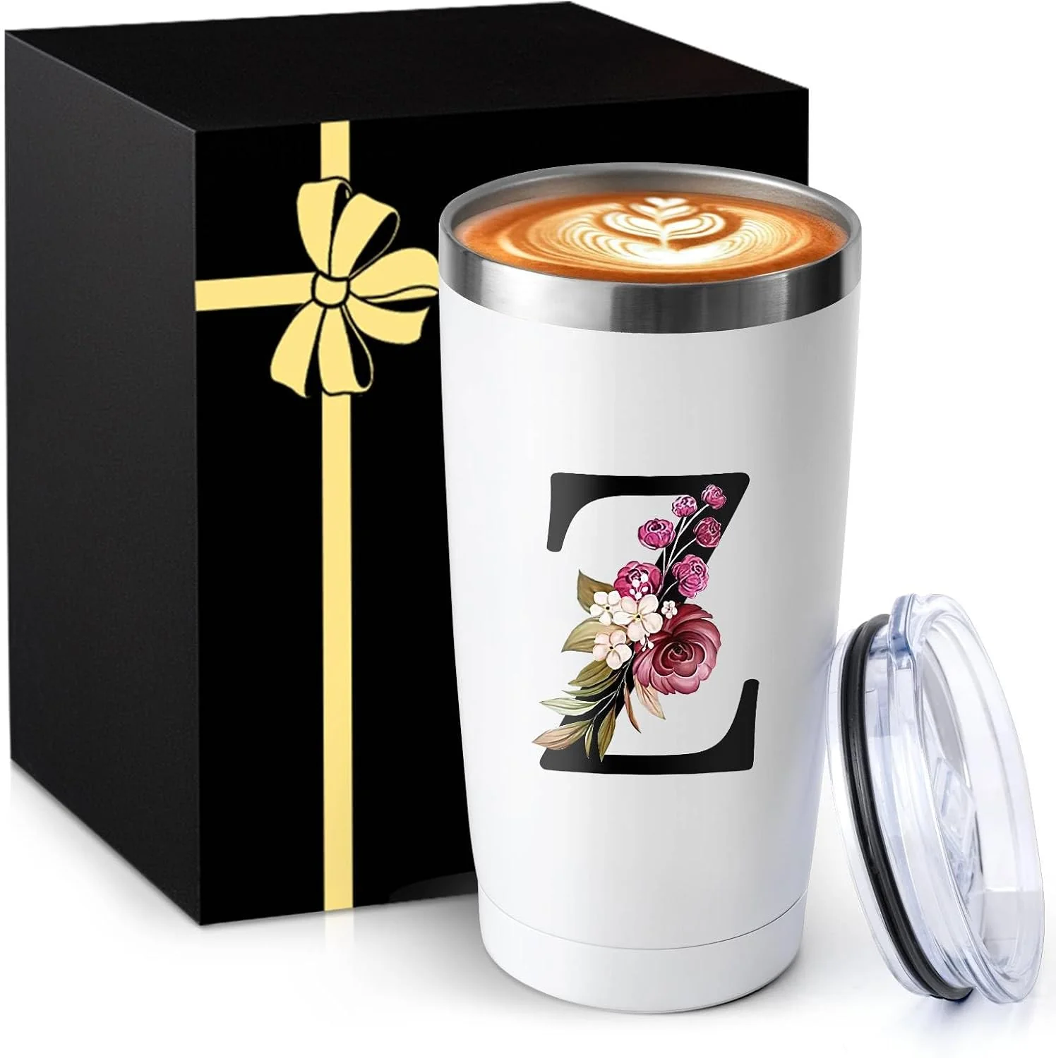 Recyclable 20 Oz Insulated Coffee Cup with Lid Car Tumbler Travel Mug Women House Warming Luxury Office Coworker Hostess Bachelorette Engaged Gifts Housewarming First Apartment Essential New Home Must Have Reusable