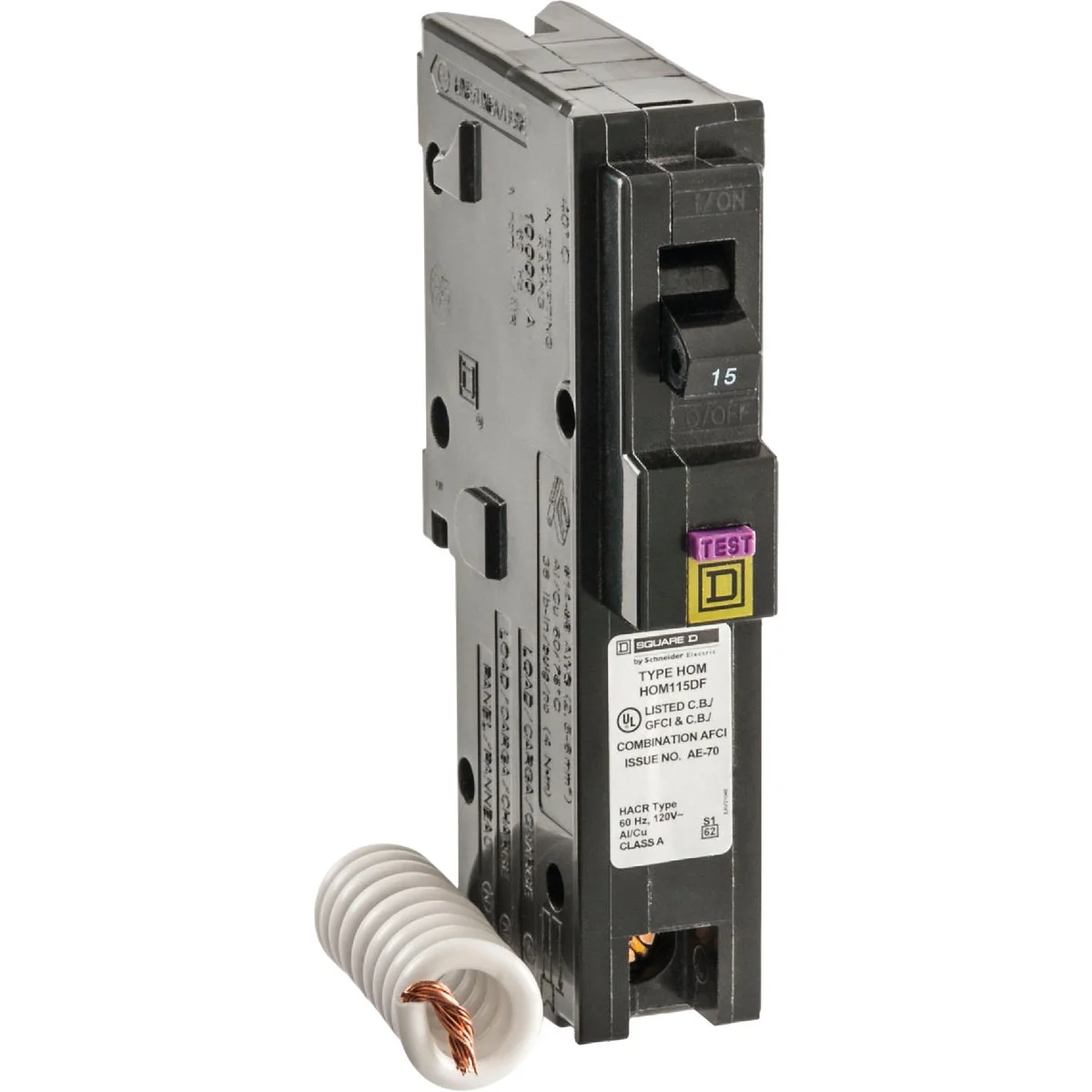 Elite Square D Homeline 15A Single-Pole CAFCI Dual Function Circuit Breaker Efficient