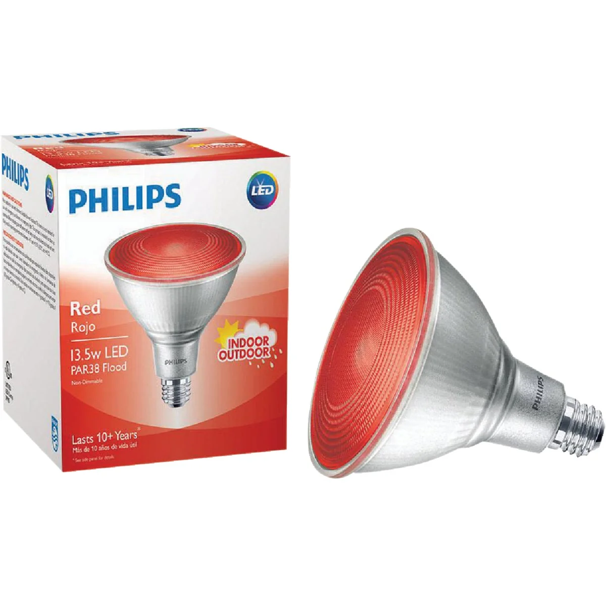 Relaxed Philips 100W Equivalent Red PAR38 Medium LED Floodlight Light Bulb Minimalist