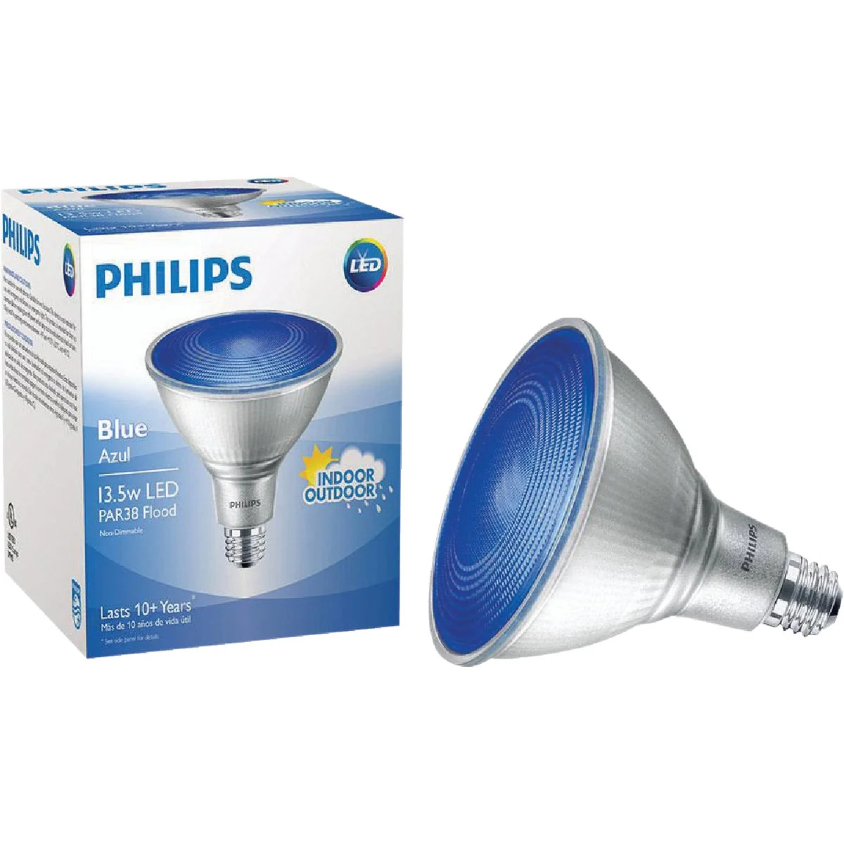 Unique Philips 100W Equivalent Blue PAR38 Medium LED Floodlight Light Bulb Breathable