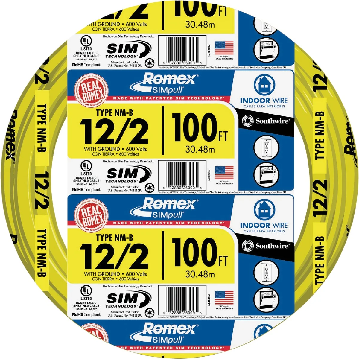 Refined Romex 100 Ft. 12-2 Solid Yellow NMW G Electrical Wire Exceptional