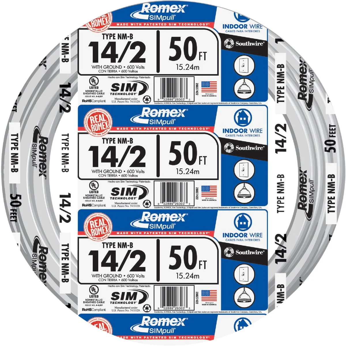 First-Class Romex 50 Ft. 14-2 Solid White NMW G Electrical Wire Casual