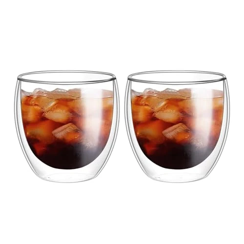 Authentic 8oz Glass Coffee Mugs Set of 2 Green
