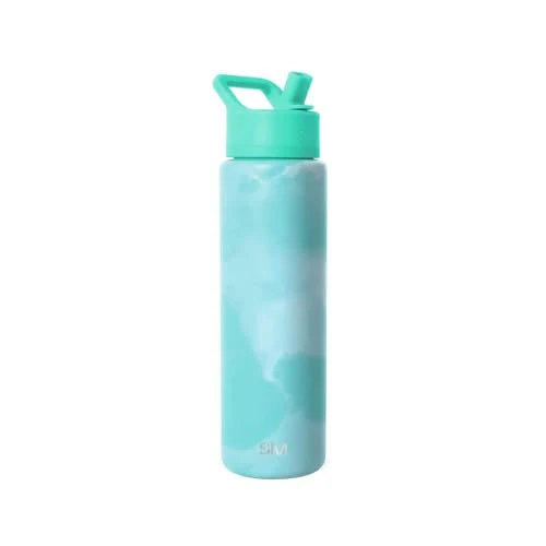 Organic Insulated Water Bottle with Straw Sustainable