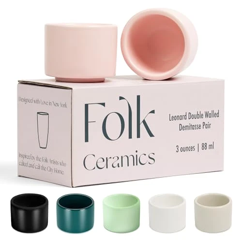 World-Class Leonard Ceramic Espresso Cups 2 Count Eco-Friendly