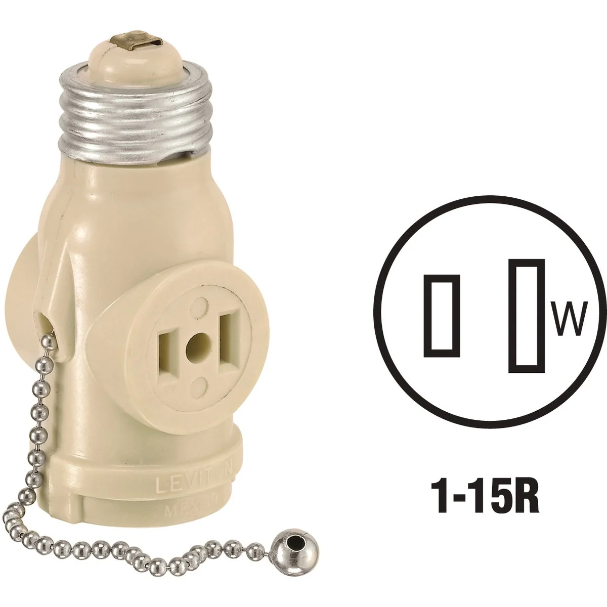 Luxury Leviton Ivory 125V Pull Chain Socket Adapter Reliable
