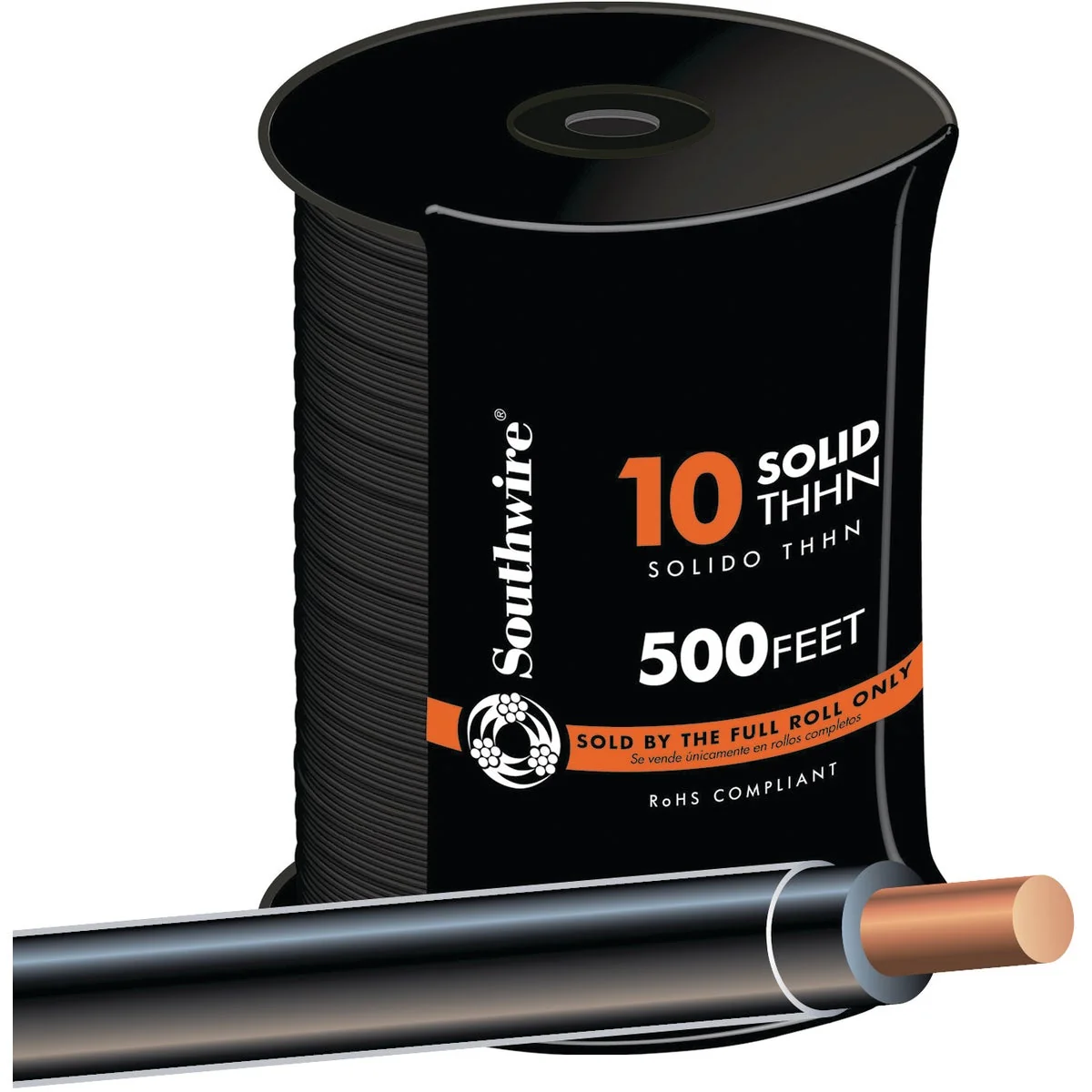 Next-Generation Southwire 500 Ft. 10 AWG Solid Black THHN Electrical Wire Relaxed