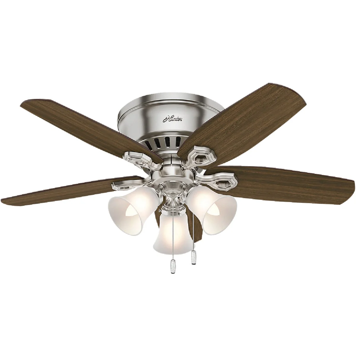 Unique Hunter Builder Low Profile 42 In. Brushed Nickel Ceiling Fan with Light Kit Elite