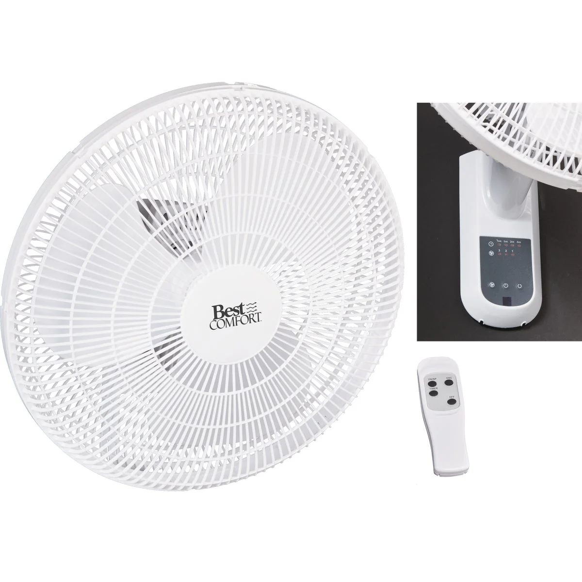 Recyclable Comfort 16 In. 3-Speed White Oscillating Wall-Mount Fan Selected