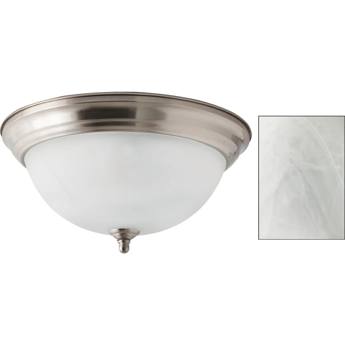 Superior Home Impressions 13 In. Brushed Nickel Incandescent Flush Mount Ceiling Light Fixture with Alabaster Glass Efficient