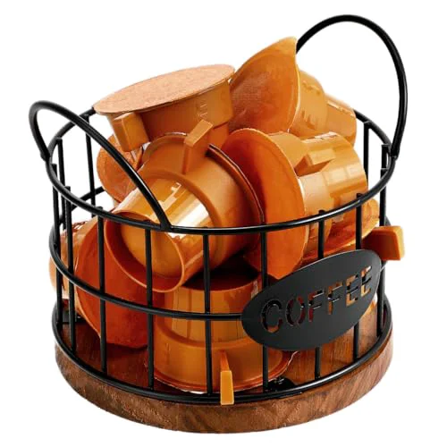 World-Class Coffee Pod Storage Basket Wire Coffee Pod Holder for Container Storage Open First-Class