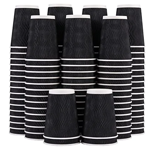 Effective 12 oz Disposable Coffee Cups 120 Pack Insulated Corrugated Paper Cup 120 Count Exceptional