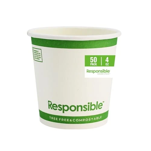 Carefully Designed Compostable 4 oz Paper Cups 50 Count Convenient