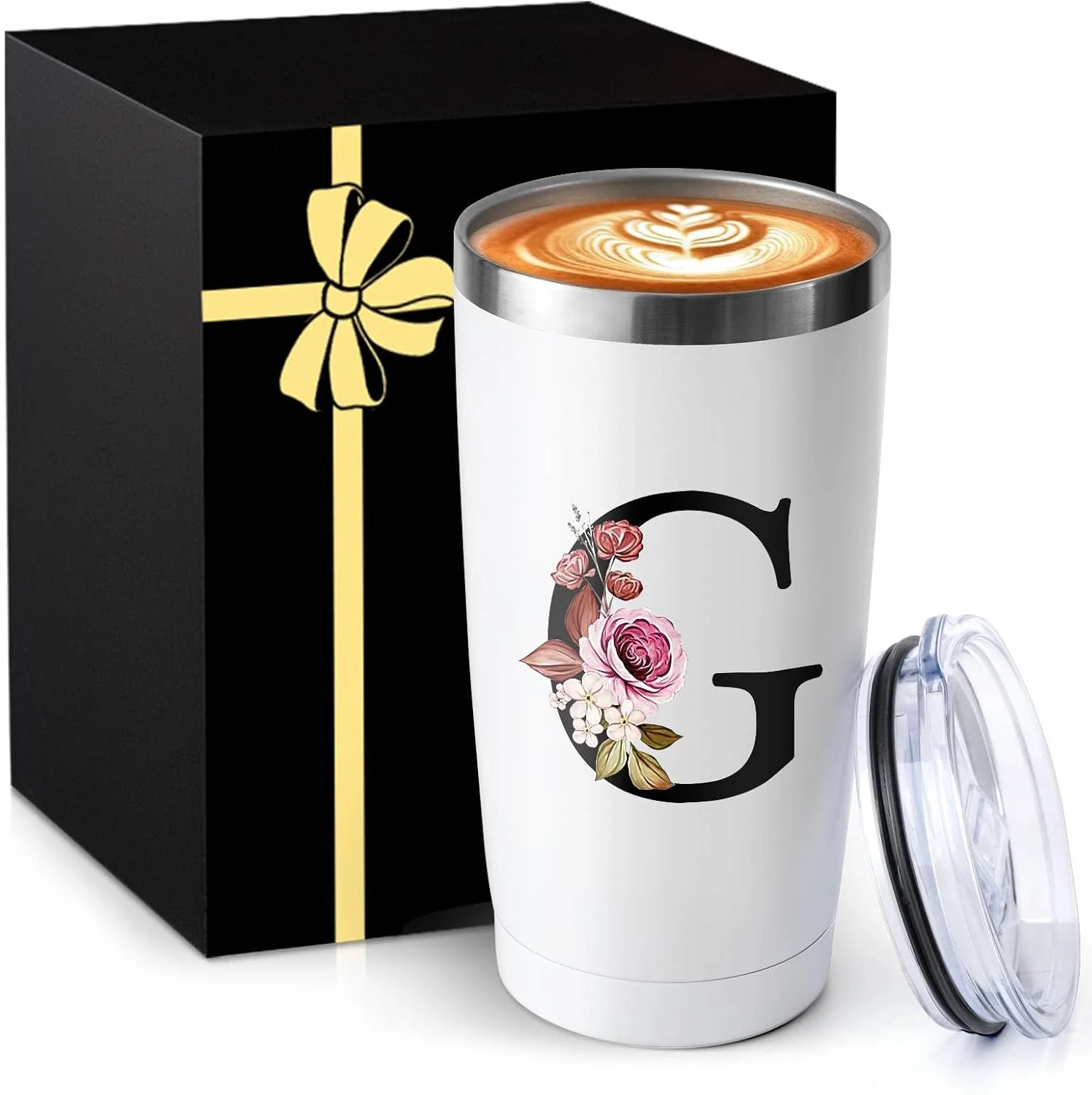 Fast 20 Oz Letter Insulated Coffee Cup with Lid Car Tumbler Travel Mug Happy Birthday Personalized Gifts Women Adult Who Have Everything Want Nothing Mom Cool Unique Special Christmas Initial Present Soft