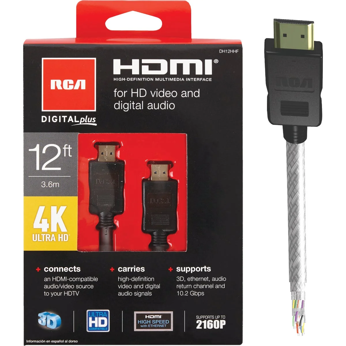 Soft RCA 12 Ft. White 1080P Digital Plus HDMI Cable Premium