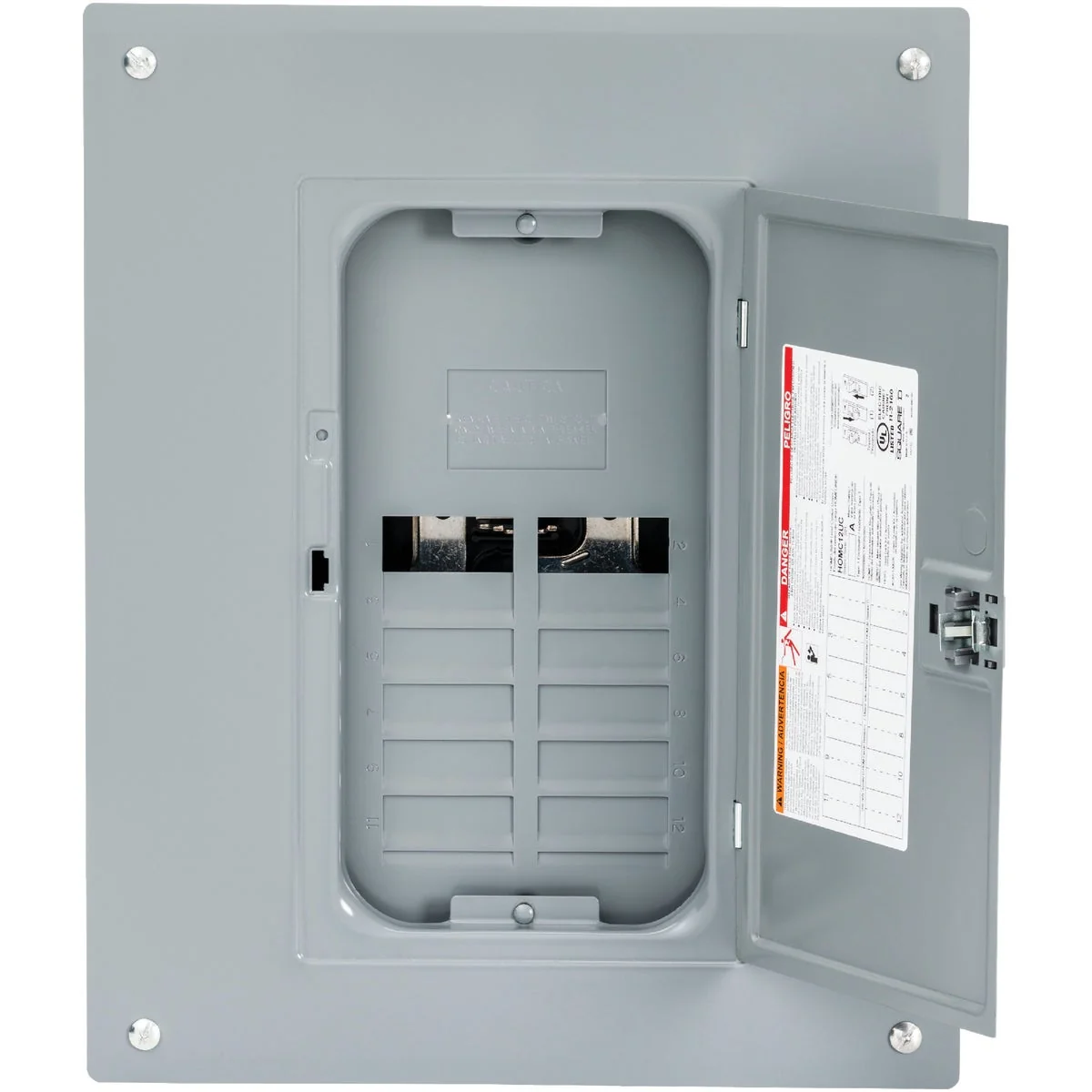 Pure Square D Homeline 125A 8-Space 16-Circuit Indoor Main Lug Plug-on Neutral Load Center Detailed