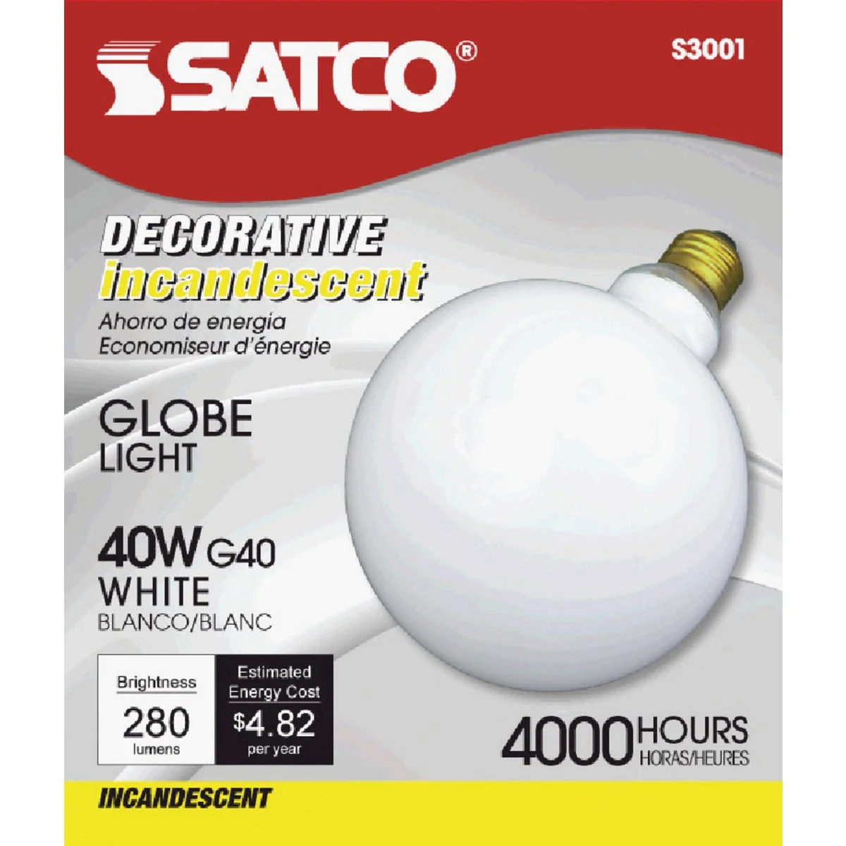 Fast Satco 40W Frosted Soft White Medium Base G40 Incandescent Globe Light Bulb Expertly Made