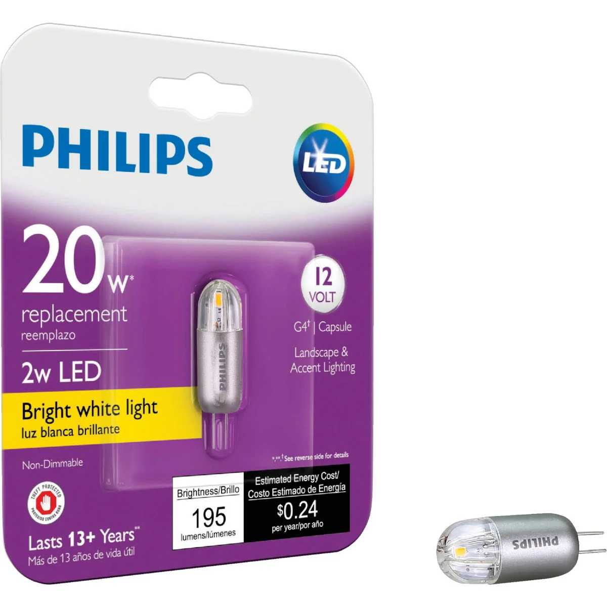 Responsible Philips 2W Clear T3 Bi-Pin LED Landscape Low Voltage Light Bulb Expertly Made