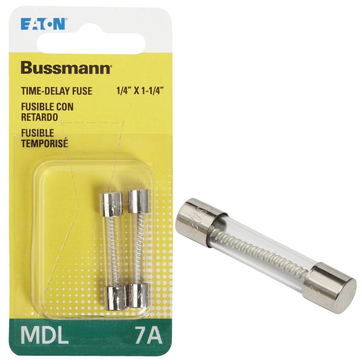 Classic Bussmann 7A MDL Glass Tube Electronic Fuse 2-Pack World-Class