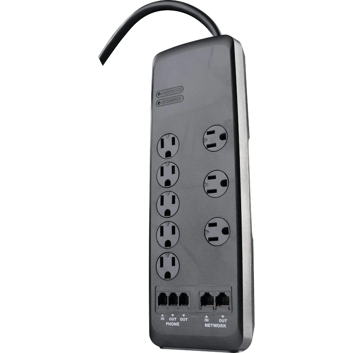 Excellent Woods 8-Outlet 3540 J Black Surge Protector Strip with 6 Ft. Cord Modern