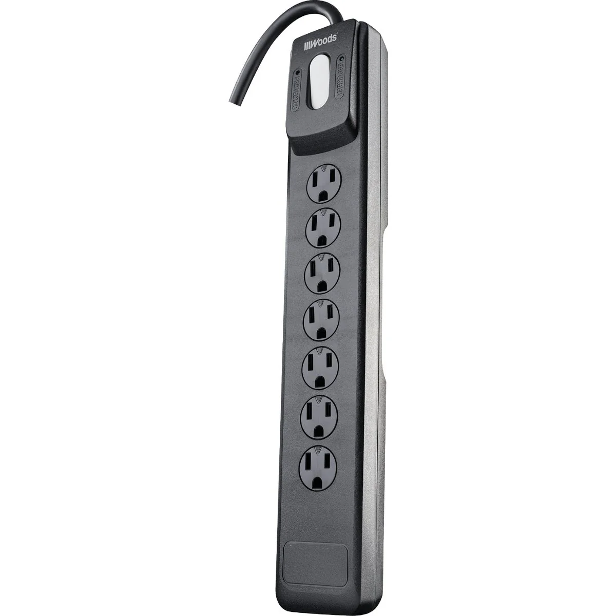Selected Woods 7-Outlet 1440J Black Surge Protector Strip with 10 Ft. Cord Quality