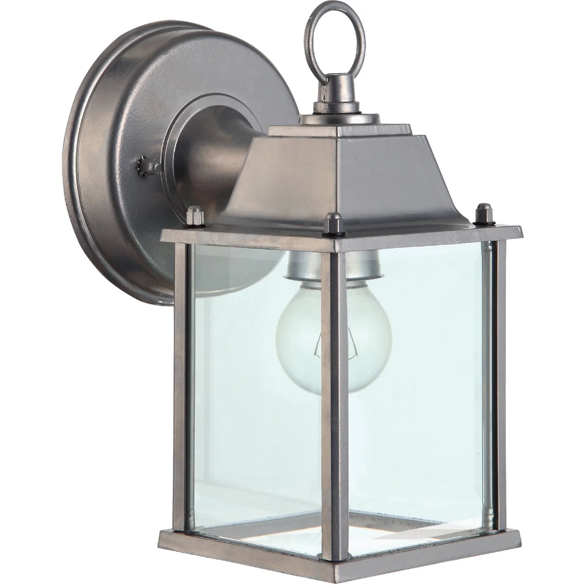 Fine Home Impressions 100W Incandescent Painted Brushed Nickel Lantern Outdoor Wall Light Fixture Smooth