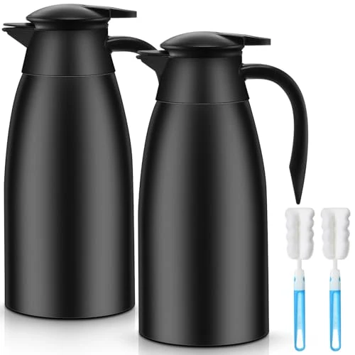 Authentic 2 Pcs Thermal Coffee Carafe Insulated Stainless Steel Coffee Carafe for Hot Liquid Vacuum Thermal Pot Creamer Pitcher Dispenser with Brushes Keeping Hot Water Milk 4 Count Practical