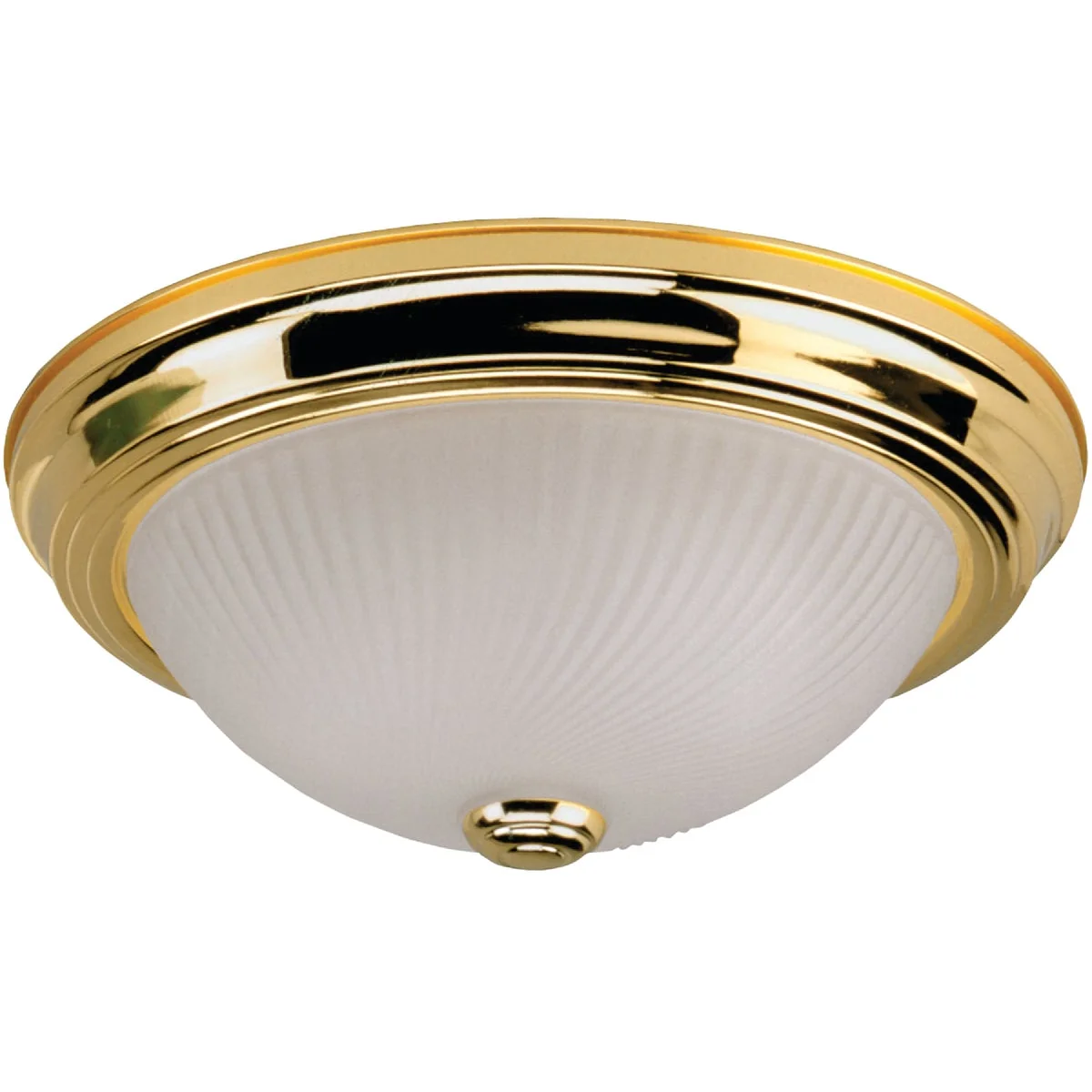Quality Home Impressions 11 In. Polished Brass Incandescent Flush Mount Ceiling Light Fixture Secure