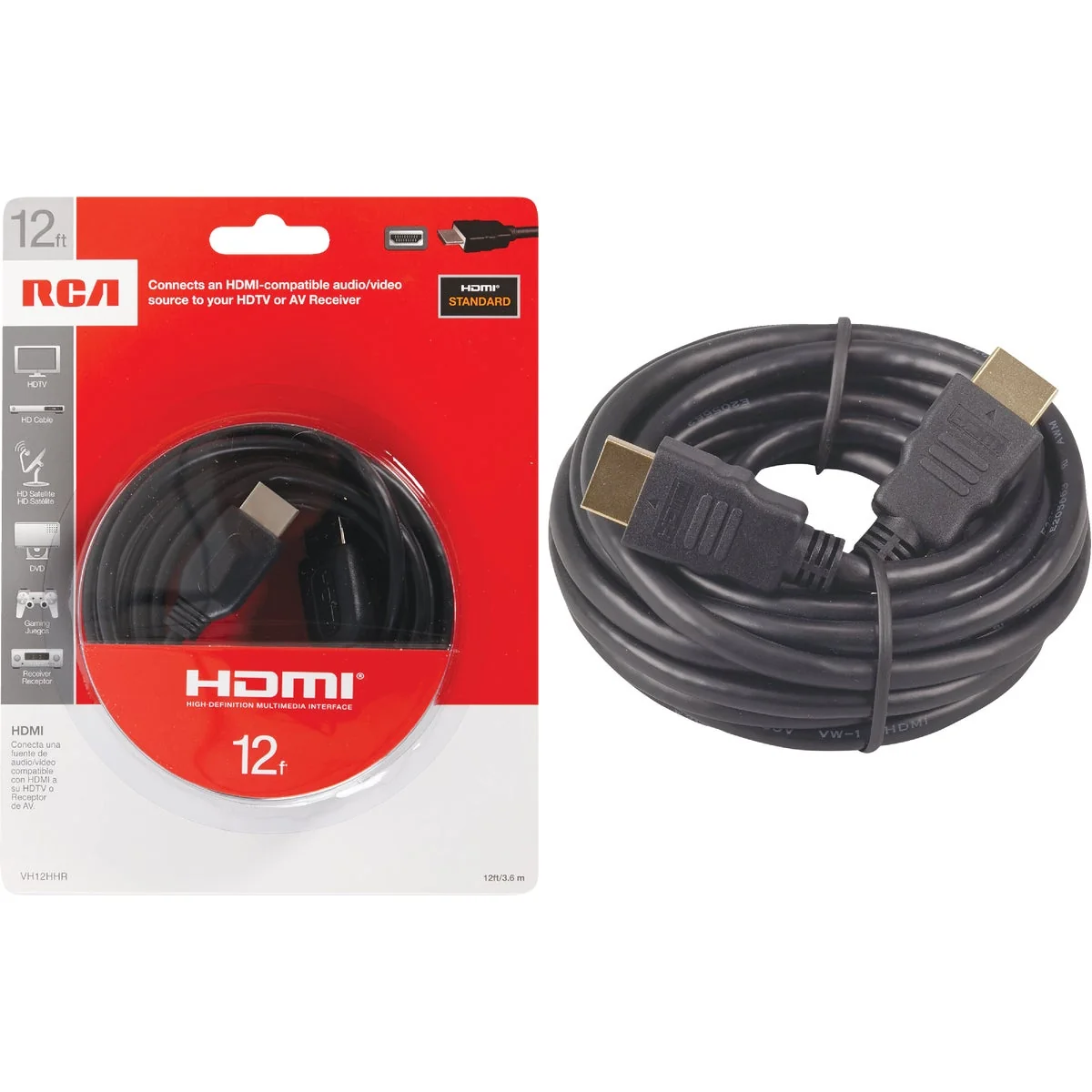 Crafted RCA 12 Ft. Black Standard HDMI Cable Quality