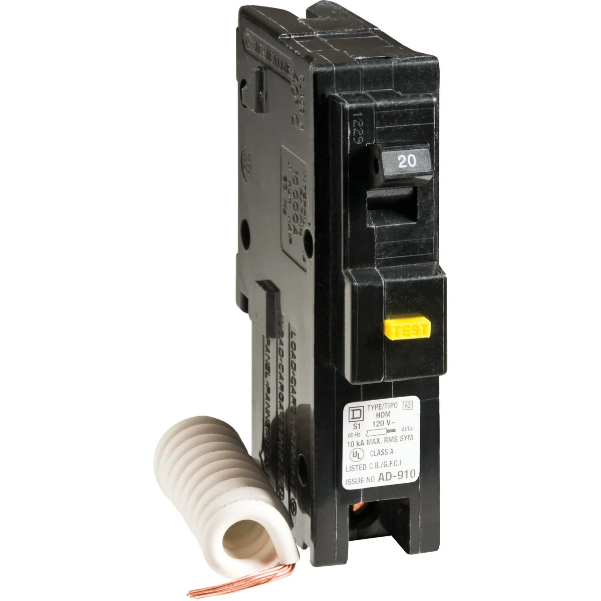 Dependable Square D Homeline 20A Single-Pole GFCI Breaker Long-Lasting