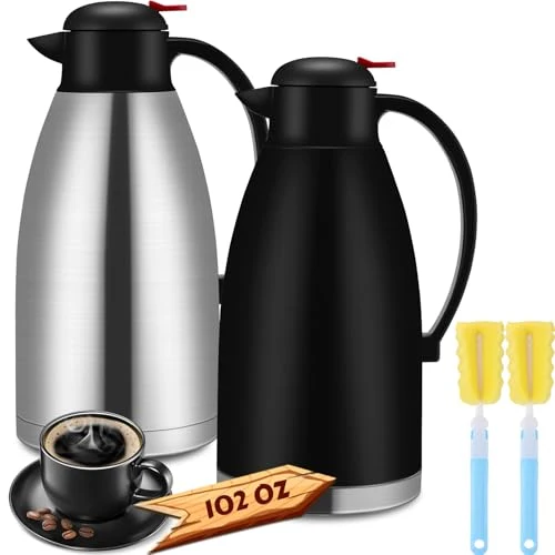 Original Design 2 Pcs 102 oz Stainless Steel Thermal Coffee Carafe 2 Count Professional