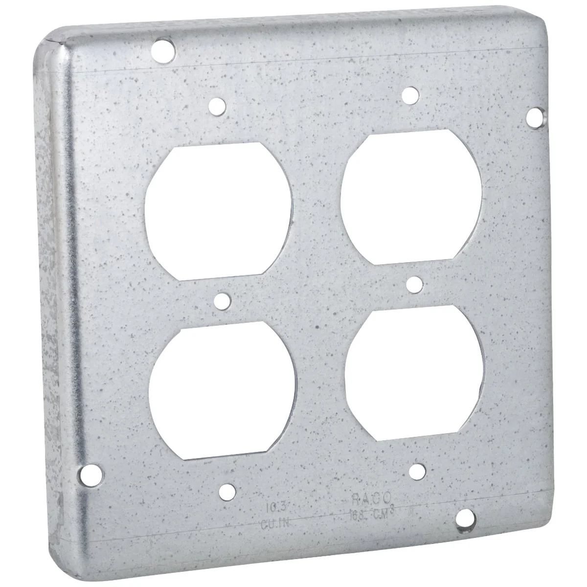 Organic Raco 2-Duplex Receptacles 4-11 16 In. x 4-11 16 In. Square Device Cover Original Design