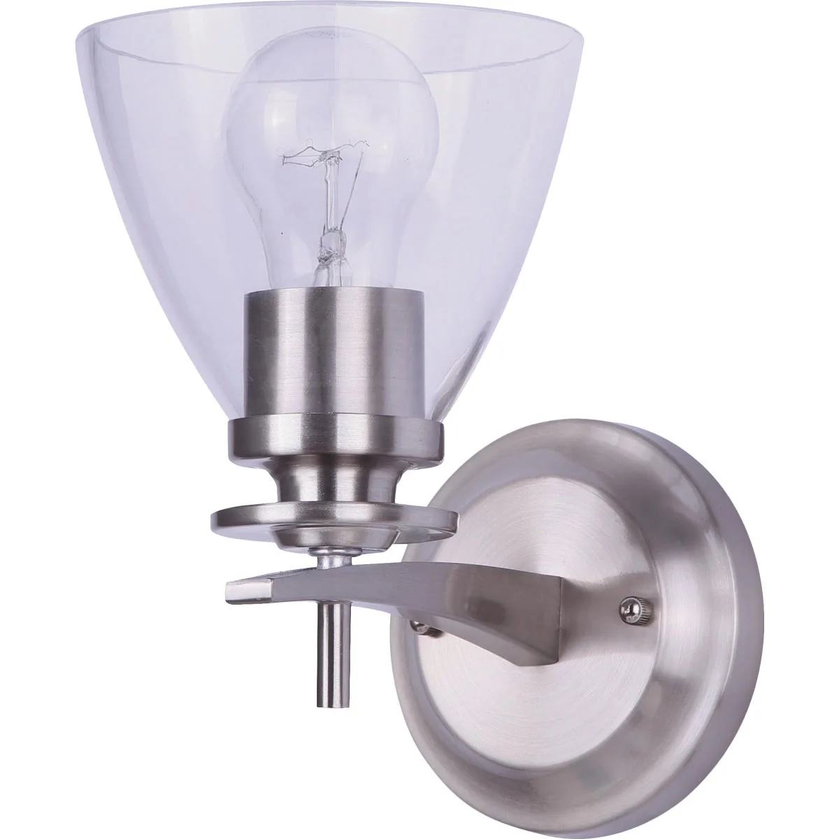 Selected Home Impressions 1-Bulb Brushed Nickel Vanity Bath Light Fixture Clear Glass High-Grade