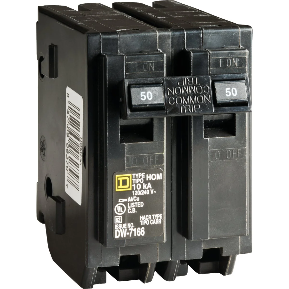 Soft Square D Homeline 50A Double-Pole Standard Trip Circuit Breaker Certified
